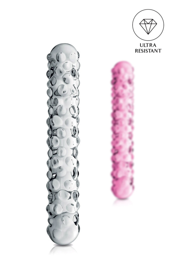 Glossy n°6, dildo perlé en verre 17cm