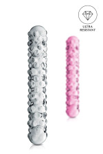 Glossy n°6, dildo perlé en verre 17cm