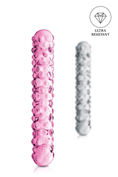Glossy n°6, dildo perlé en verre 17cm