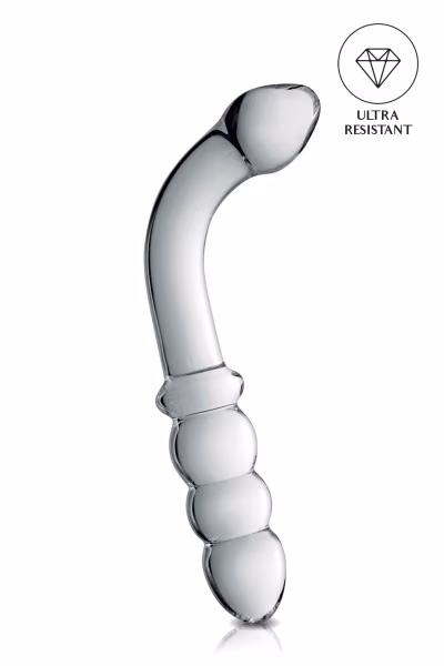 Dildo coudé multi stimulation en verre 22cm pas cher