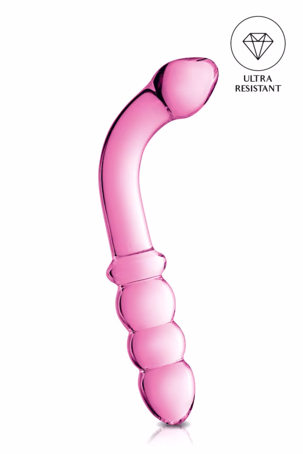 Dildo coudé multi stimulation en verre 22cm pas cher
