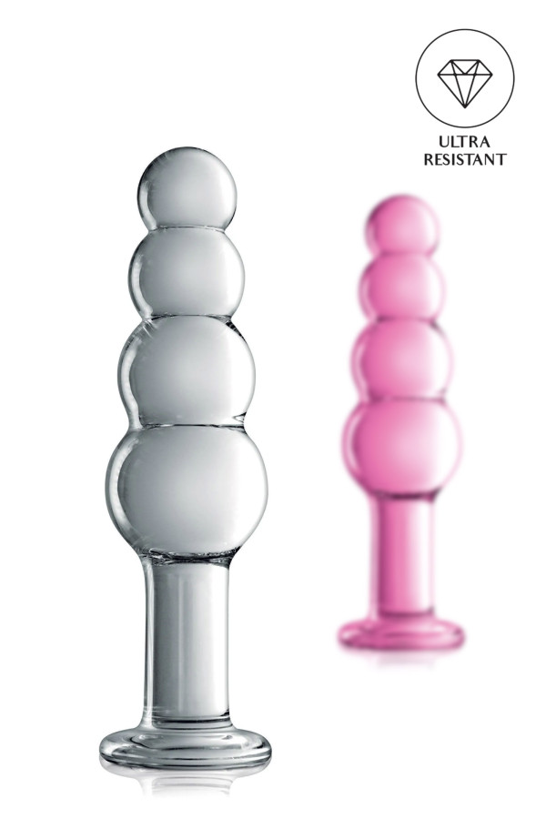 Glossy n°9, dildo en verre à boules progressives 18,5cm