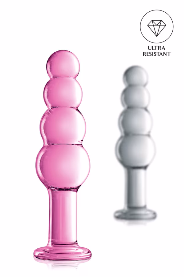 Dildo verre translucide boules progressive 18.5cm pas cher