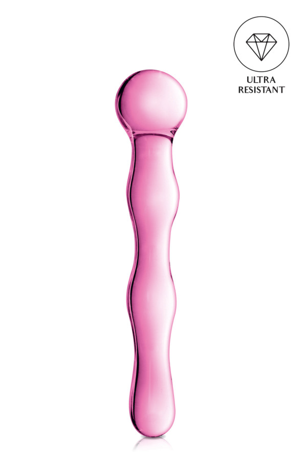 Glossy n°10, gode en verre ondulé à boule 17cm