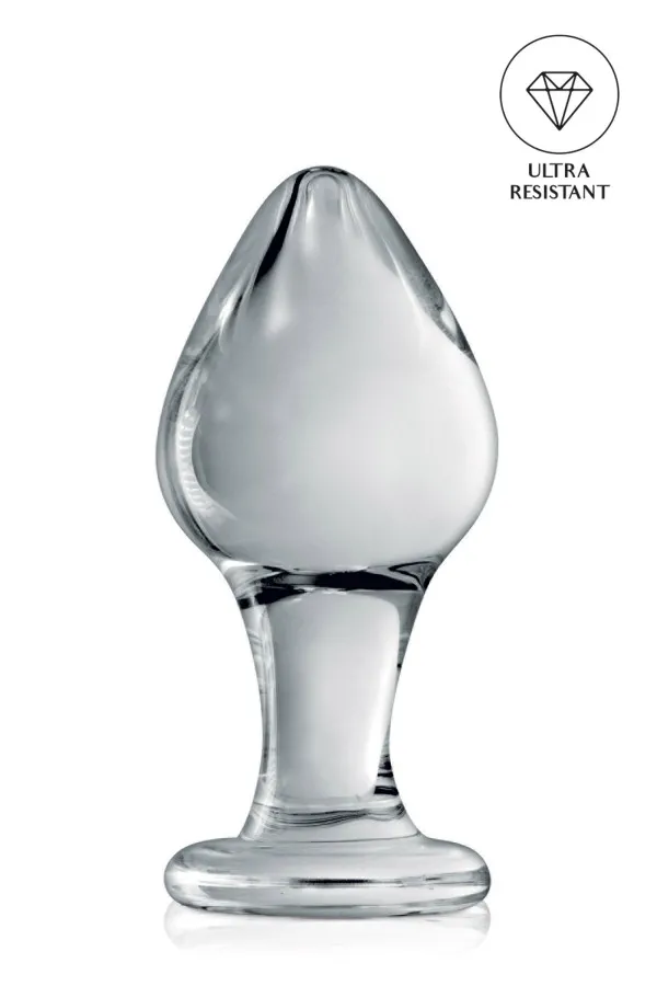 Plug anal boule pointue en verre translucide 9cm pas cher