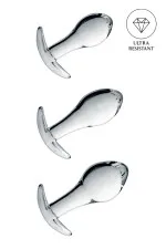 Glossy n°17, set de 3 plugs anal en verre