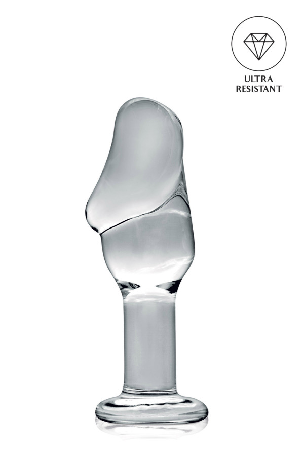 Plug anal réaliste avec gland en verre translucide 12cm pas cher