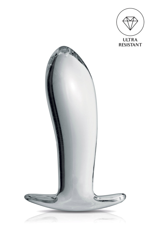 Plug anal arrondie verre translucide 11.7cm pas cher