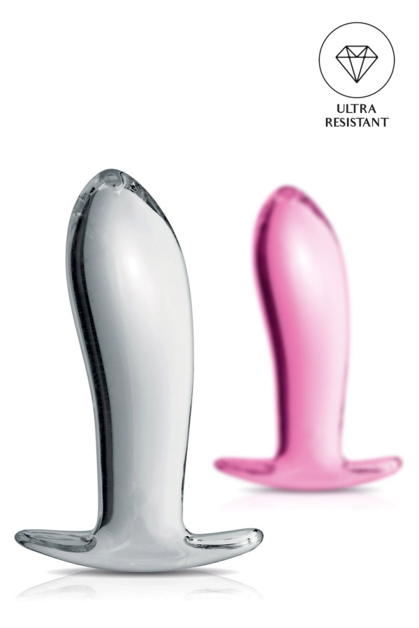 Plug anal arrondie verre translucide 11.7cm pas cher