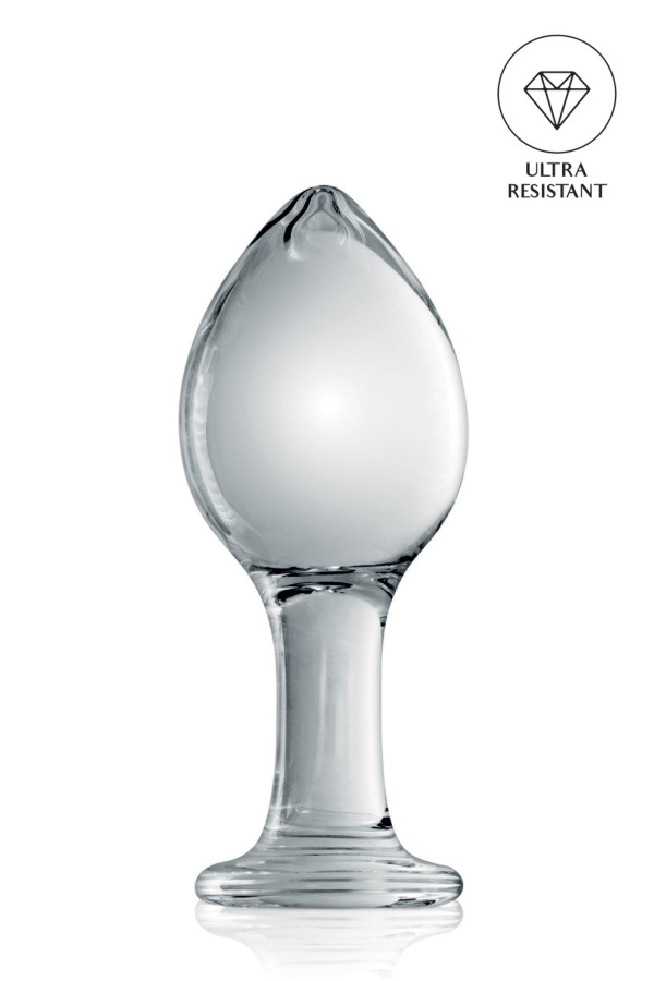 Plug anal boule large en verre translucide 11cm pas cher