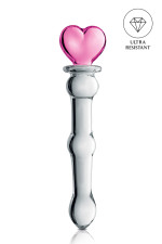 Glossy n°21, dildo en verre avec cœur 20cm