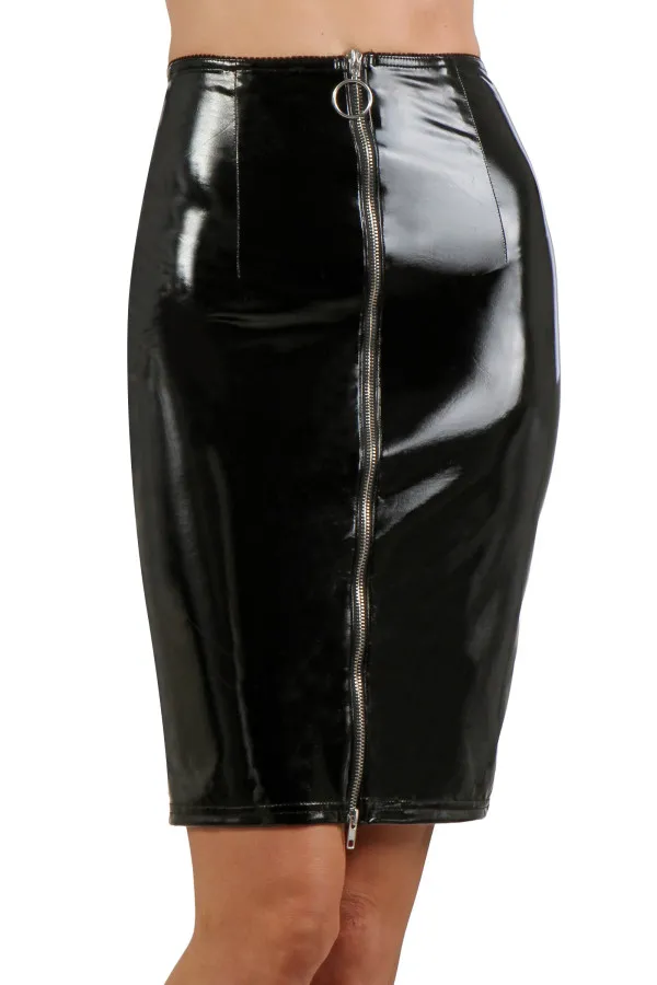 Jupe taille haute en vinyle