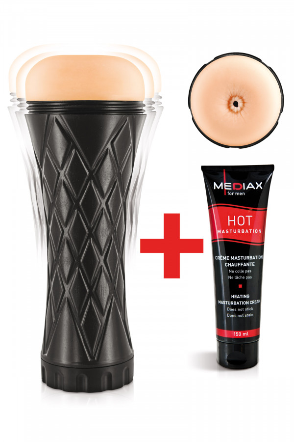 Masturbateur anus vibrant avec crème de masturbation chauffante