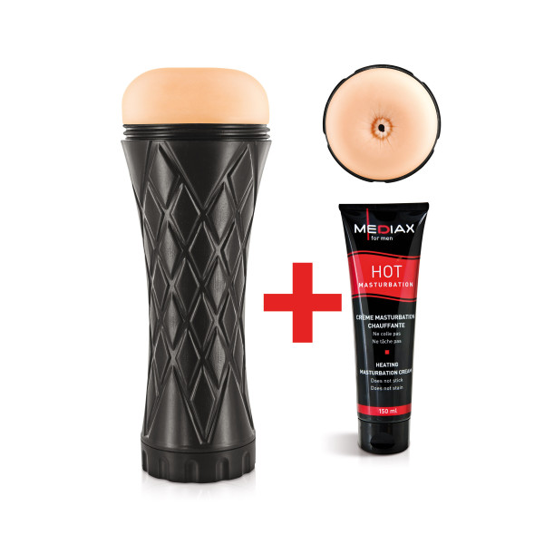 Masturbation masculine sodomie réaliste avec crème chauffante