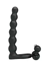 Cockring vibrant avec chapelet anal et stimulateur de clitoris