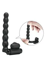 Cockring vibrant avec chapelet anal et stimulateur de clitoris