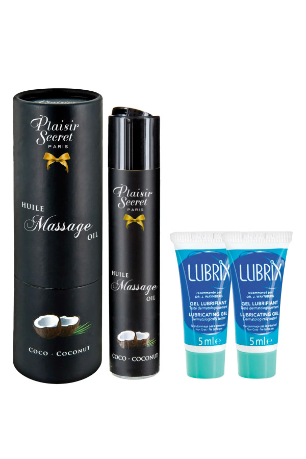 Pack Huile de massage goumande Coco et 2 mini lubirifiants lubrix 5ml