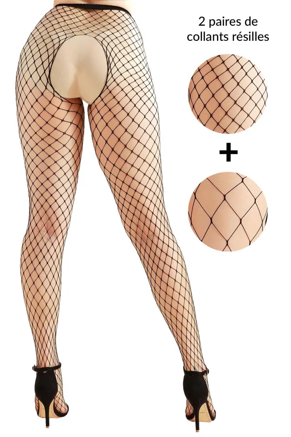 Pack 2 Collants Grandes Résilles – Maille Moyenne & Extra Large | Concorde Love