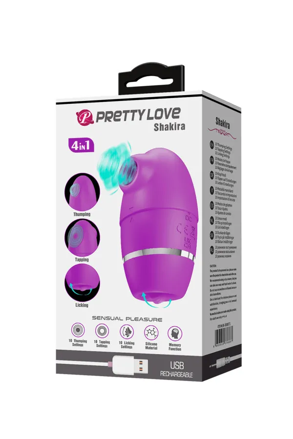 Pretty Love Shakira Stimulateur clitoridien avec tapotement percussion et effet langue