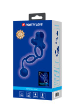 Double cockring vibrant avec stimulateur et poids