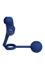 Double cockring vibrant avec stimulateur et poids