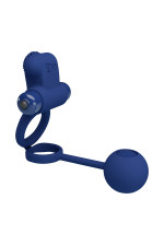 Double cockring vibrant avec stimulateur et poids