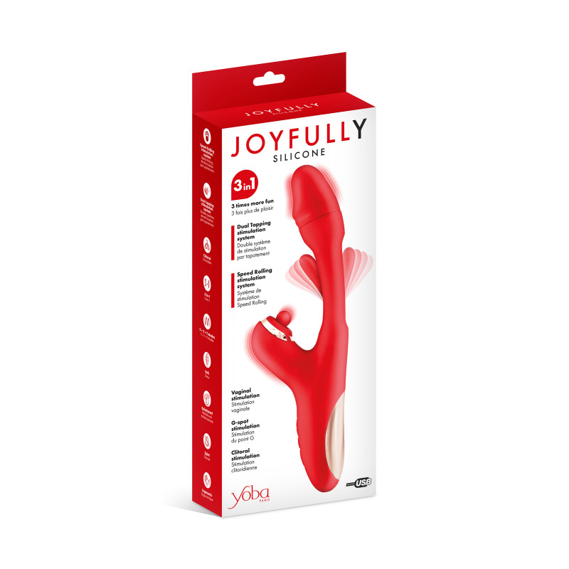Vibromasseur Rabbit 3-en-1 Avec Fonction Tapotements Joyfully - Réf. CC531056020120, Marque Yoba