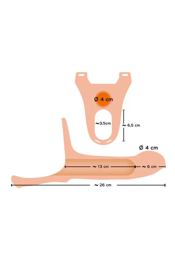 Gode ceinture strap-on creux avec espace pour testicules – Extension réaliste