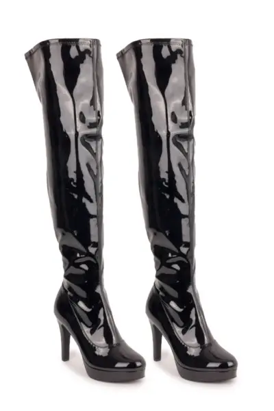 Cuissardes vernies noires à talons