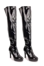 Cuissardes vernies noires à talons