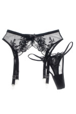 Porte-jarretelles et string noir