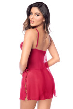 Nuisette rouge transparente avec string