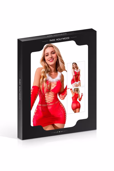 Robe Noël sexy et mitaines de Paris Hollywood - Look festif & glamour