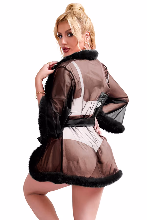 Déshabillé transparent bordé de fourrure - Concorde Love