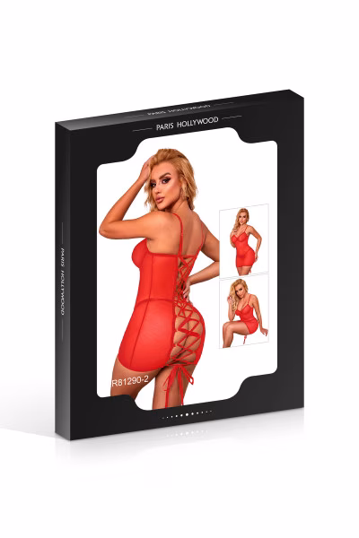 Nuisette transparente avec laçage au dos