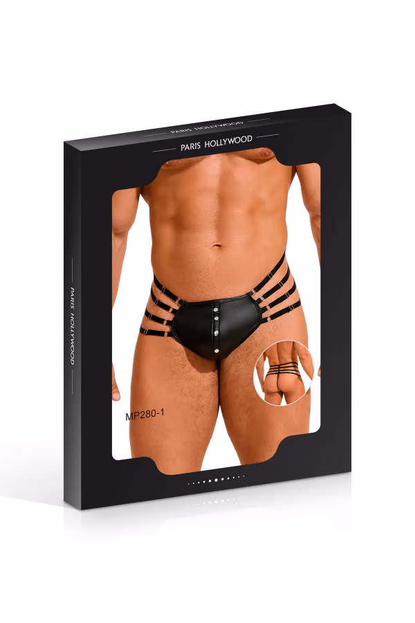 String sexy noir pour homme à bandes élastiques - Concorde Love
