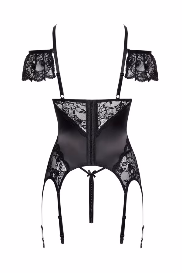 Guêpière en satin et string avec perles stimulantes - Cotelli