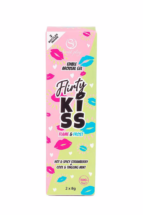 Secret Play Flirty Kiss - Pack de 2 gels sexe oral fraise & menthe