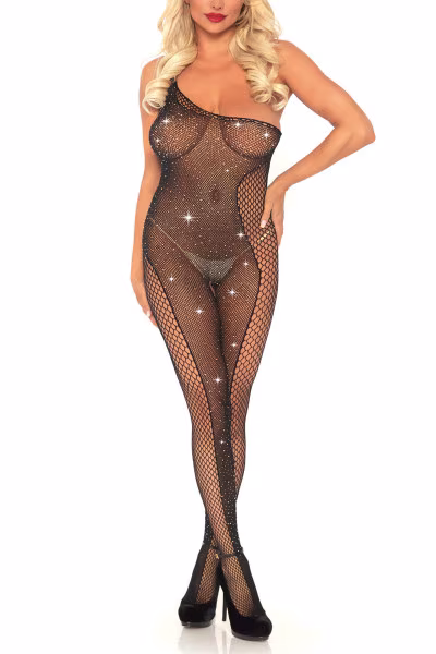 Lingerie sexy : combinaison linertine moulante avec strass