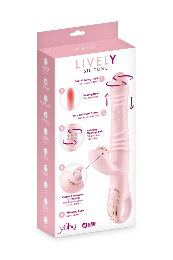 Yoba Lively - Sextoy rabbit 6-en-1 : billes rotatives + chaleur