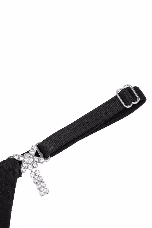 Paris Hollywood - String réglable sexy en dentelle rouge ou noir 