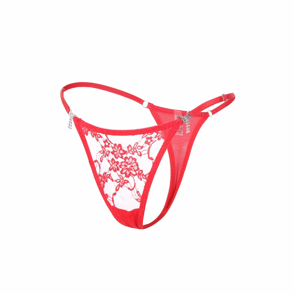 Paris Hollywood - String réglable sexy en dentelle rouge ou noir
