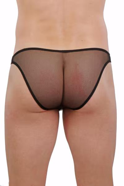 Soisbelle - Slip homme sexy : résille bi-matière avec zip frontal