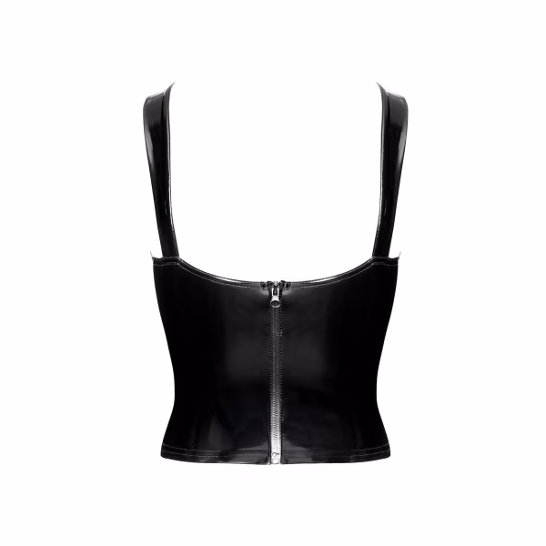 Noir Handmade - Corset Dominae en PVC noir avec laçage