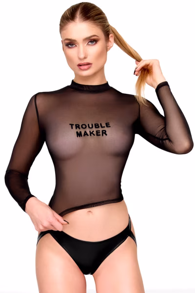 Noir Handmade - Top sexy Troublemaker en tulle transparent