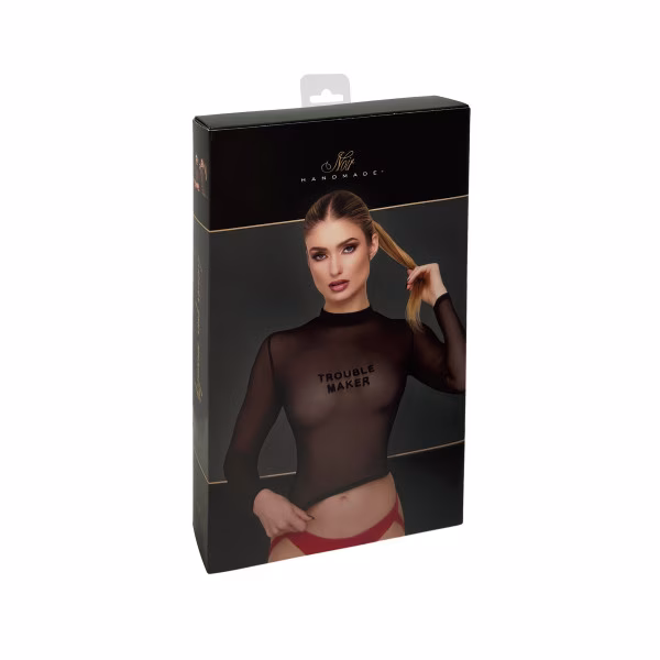 Noir Handmade - Top sexy Troublemaker en tulle transparent