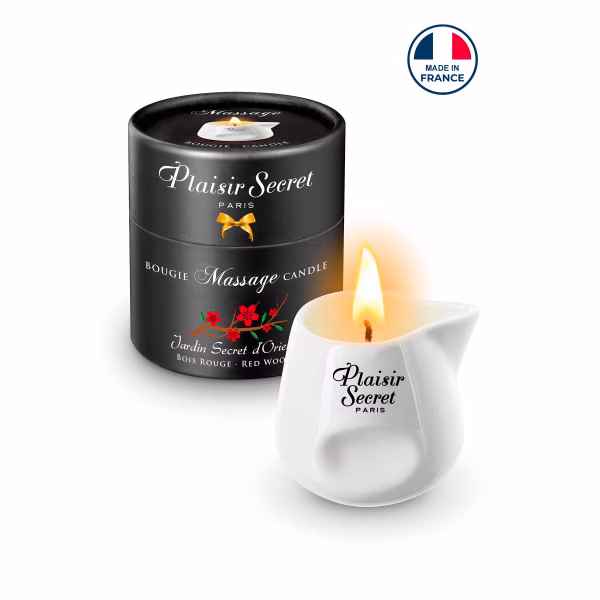 Bougie de massage gourmande bois rouge Plaisir Secret