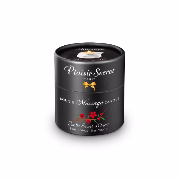 Bougie de massage gourmande bois rouge Plaisir Secret