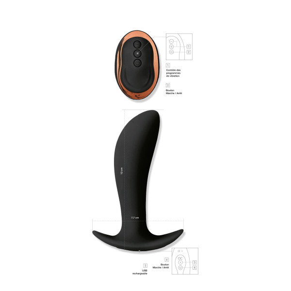 Stimulateur de prostate télécommande 10 vitesses en silicone