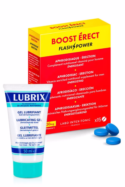 Pack vitalité masculine et confort : Boost Erect + lubrifiant Lubrix